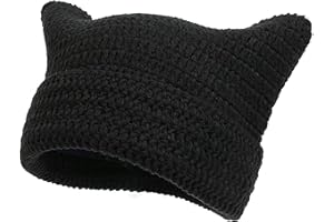 SINSEN Women's Cat Beanie Crochet Hats with Ears Knitted Winter Warm Elastic Cap Slouchy for Girls Adults Kids