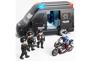 Doloowee Police Car Toy for Kids 3 4 5 6 7 8 Years Old Friction Powered Truck with Light and Sound Emergency Vehicle Toys for Boys Girls Gifts for Age 3-12 Boys Girls
