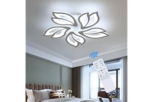 Comely Plafonnier LED Dimmable, 45W Lampe de Plafond Moderne avec Télécommande Design Creative 5 Pétales, 5200LM Luminaire Plafonnier pour Salon, Chambre, Salle à Mange, Balcon
