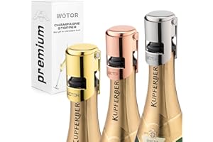 WOTOR 3 Pezzi Tappo per Spumante, Tappo Champagne Professionale in Acciaio Inox, Tappo Vino frizzante Riutilizzabile, Tappo per Prosecco, a Prova di perdite, Mantieni Fresco (Tricolore)