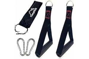 CampTeck Agarres Poleas Gym Máquinas de Cable, Accesorios para Gym Máquinas de Ejercicios, Agarraderas Gym (par) con Mosquetones y Bolsa de Transporte