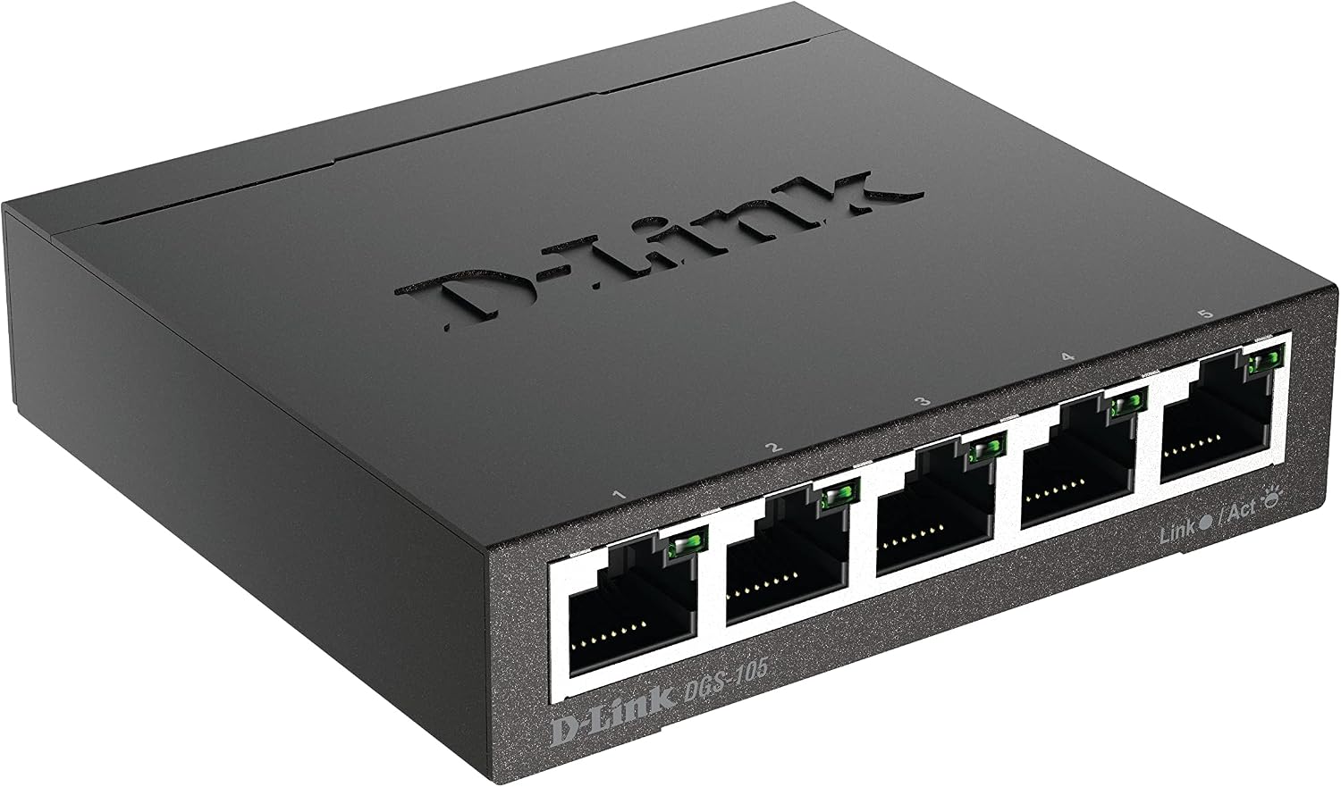 D-Link DGS-105/B 5-Port Gigabit Unmanaged Metal Desktop Switch 10/100/1000 Mbit/s - UK Version, black DGS-105/B