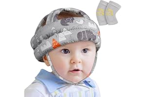 Vicloon Caschetto Primi Passi, Primi Passi Per Bambini da 6 a 36 Mesi, Regolabile Protezione per la testa del Bambino, Casco Neonato (Foresta Grigia)