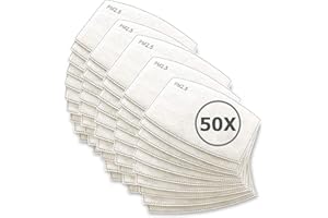 TBOC Filtros para Mascarillas - [Pack 50 Unidades] Desechables PM2.5 de Carbón Activado con 5 Capas de Filtración Material Suave y Transpirable Evita el Polvo Sustancias Nocivas y Contaminación
