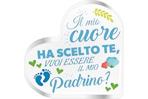 NAÏZAYA Idea Regalo Battesimo Padrino - Targa a Cuore Vuoi Essere il Mio Padrino - Gadget Originale per Una Richiesta Speciale