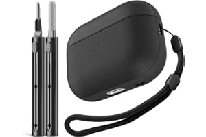 Inesore Compatible with Airpods Pro 2nd/1st Case Cover, Brushed Leather Handle Case for Apple Airpods Pro 2nd/1st Generation Charging Case with Cleaner Pen and Hand Strap