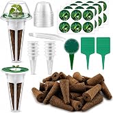 Qibivfo 108 Pcs Hydroponic Grow Sponges Set, Growing Sponge Set with Baskets, Lids and Labels, Hydroponic Accessories for Ind