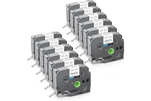 UniPlus Compatible Brother Label Tape Replacement for Brother P Touch Tze-231 Tze231 Tzc-231 Tze 12mm 0.47 Laminated Tape for P-Touch H105 H110 D210 PT-1000 Label Maker, Black on White, 12-Pack