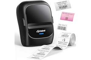 CLABEL Etikettendrucker Selbstklebend Bluetooth 221B Thermo Mini Label Drucker mit 1 Rolle Etiketten Tragbar Aufladbar Etikettiergerät Kompatibel mit Handy & PC für Preisschilder Barcode Büro Adresse