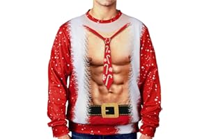TAGVO Homme Pull Sweat-Shirt Noël 3D Impression Moche Jumper Tops À Manches Longues T-Shirt Créatif de Mode Funny Sweatshirts M-5XL
