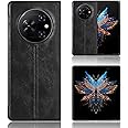 Excefore Compatible with Tecno Phantom V Fold Case Cover,Retro PU Leather Ultra Slim Shockproof Compatible with Tecno Phantom V Fold 5G Case Black