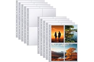 ANNTIM 100 Pièces A4 Pochettes pour Photos, 4 Compartiments Pochette Classeur pour Cartes, Pochette Carte A4, A4 Photo Sleeves, Classeur d'album Transparent pour Fichiers de Cartes
