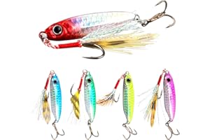 Señuelos de Pesca Que Se Hunden, WASAGA 5 Piezas 7g/10g/15g/20g/25g/30g Plantillas de Cebos de Pescado Giratorios Duros de Metal para Perca de Trucha Lucio de Lubina de Salmón