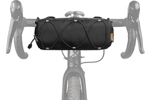 Rhinowalk, Borsa da manubrio a rullo per bicicletta, con tracolla, un accessorio da ciclismo professionale per bici da strada, da città e mountain bike, nero + nero