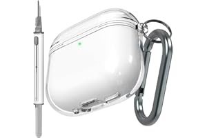 AUYUIIY Clear case compatiable with Airpods 4 Case, Soft TPU Protective Covers Skin Come with Carabiner and Cleaning Kit(Clear)