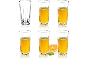 KADAX Vasos de Cristal, Set de 6, Vasos de Agua, Copas de Zumo, Vasos para servir Agua, Zumo, Cócteles, transparente Vasos para bebidas, Vasos de Vidrio (330ml, alto)