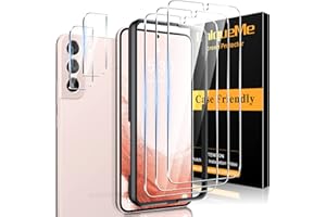 UniqueMe 5 Stück Schutzfolie für Samsung Galaxy S22 Plus, Schutzglas mit Positionierhilfe 3 Stück Panzer Schutz Glas und 2 Stück Kameraschutz, 9H Härte, HD Displayschutz, Blasenfrei, Kratzfestigkeit