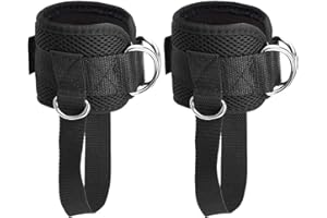 ARTGHJL Tobilleras Poleas Gym, Correas de Tobillo Fitness, Ajustable Correas Tobillos, Tobillera para Cable Máquina, Correa Tobillos Gym para Máquina de Cable Fitness y Gimnasio, 2 Piezas(Negro)