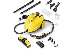 COSTWAY Myjka parowa, 2000 W, ze zbiornikiem na wodę 1,8 l i 13 akcesoriami, do dywanów, okien, szyb i zasłon, żółty