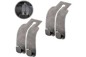 Jisrcha Auto Zubehör Innenraum, 2 Pieces Autositz Doppelhaken Rückenhaken, Haken Autositz Kopfstütze, Aufbewahrungshaken Auto, Taschenhalter Auto for Hanging Bag Handbag Shopping Bags (Grey)