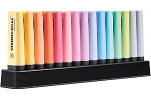 Zakreślacz - STABILO BOSS ORIGINAL Pastel zestaw 15 sztuk na podstawce (14 kolorów, 2*mglisty szary)