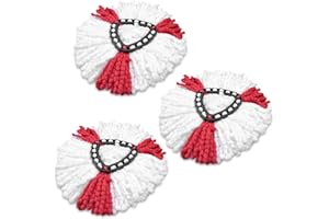 Chiluxendo 3 Pezzi Ricambio Mocio Lavapavimenti - Testina Sostitutiva per Mop Spin - Base di Ricambio per Piani (Rosso e Bianco)