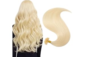 UK FASHION SHOP UK-Fashion-Shop Extension Capelli Veri Cheratine 50 Ciocche, Naturali Remy Umani Extensions 50 Grammo 35cm, biondo candido #613