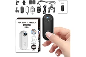 ZEERKEER Mini Thumb Action Camera, 1080P Wearable Small Body Camera, Portable Vlogging Camera with Magnetic Lanyard Back Clip and Waterproof Case, Hands-Free POV Camcorder Helmet Cam for Cycling, Motorcycle