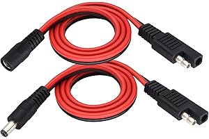 zdyCGTime SAE Plug to DC 5.5 x 2.1mm (Female and male) Adapter Cable,14AWG 12V SAE Polarity Reverse Adapter,for Solar Panel Charger and Automotive RV Battery 14AWG.(2ft/60cm)(1pair)