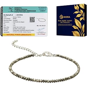 AVORA Raw Pyrite Anklet for Women | Natural Stone Jewellery for Wealth, Luck & Protection | Certified Pyrite Crystal Payal | Spiritual Healing Jewellery Gift for Girls & Women