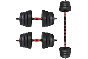ALLinLIFE Mancuernas Ajustables 10/15/20/30/40/50KG, Juego de Pesas Multifunción con Pesas Barra Recta y Mangos Antideslizantes, Pesas Ajustables para Musculación y Fitness Gimnasio en Casa