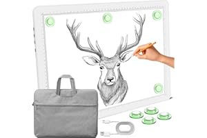 Phylosal Magnetisches A3-Lichtpad mit Tasche, Superhelle Leuchtbox mit Seitentaste, Diamant-Kunst-Lichttafel, Lightbox zum Nachzeichnen und Zeichnen, USB-Power-Lichttisch zum Skizzieren, Jäten von
