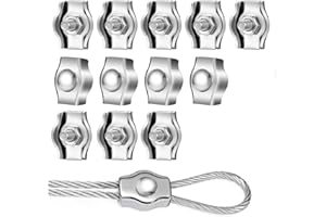 Gebrazy Lot de 12 serre-câbles métalliques - Acier inoxydable 304 - Fixé (M4)