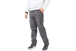 GA COMMUNICATIONS Mens Thermal Fleece Lined Trousers Camouflage Cargo Combat Elasticated Waist Full Length Bottoms Pants S M L XL XXL