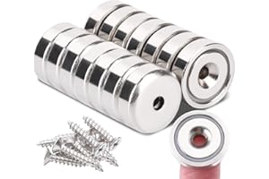 Aenienoe 14 Pack Neodymium Magnets Strong Magnet 20lb+ Pulling Force with Countersunk Hole and Screws Extra Strong Magnets Silver 16mm