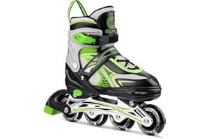 Gonex Adjustable Inline Skates for Children Adults, 8 Flashing Wheels, Inline Skates for Girls Boys Adults Women Men Teenagers Beginners (Size UK 13-6)