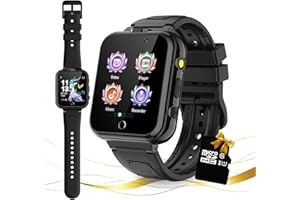 Retysaz Kids Smart Watch 24 Game Smart Watch for kids Pedometer 2 HD Cameras Fashion Smartwatches for Children 3-14 Great Gifts To Girls Boys (Black)