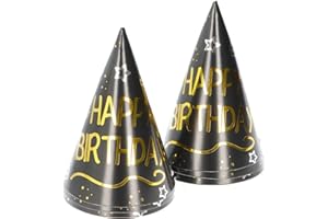 Folat 25054 Party Deko Schwarz Gold Silber - Party Hütchen - Happy Birthday - Shining Glam - 6 Stück - Für Geburtstag, Jubiläum