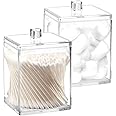 Youngever 2 Pack 450ML Clear Plastic Apothecary Jar Square Shape, Qtip Holders
