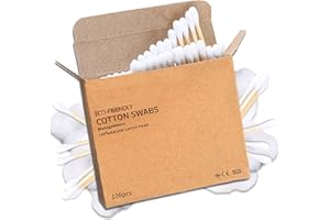 SENTINEL HOME Lot de 100 cotons-tiges en bambou (7,3 cm) avec pointes douces en coton naturel, sans BPA.