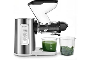 ‎FRETTA Fretta Entsafter Slow Juicer, Edelstahl Entsafter Gemüse und Obst Testsieger, 200W Cold Press Juicer Machine Saftpresse Elektrisch 76MM Große Öffnung, Hohe Saftausbeute, Einfache Reinigung, BPA Frei