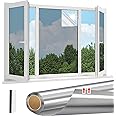 Linarun One Way Window Film Privacy Anti Glare Window Film Privacy Film for Glass Windows Reflective Window Film UV Blocker Window Tint Film Home,Office Silver 30 * 200cm