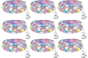 LSUO BAOFU Cadena de Luces con Pilas, 20 LEDs 2M Alambre de Cobre Guirnaldas Luces Micro, per Navidad, Habitaciones,Bodas,Cumpleaños (9 Piezas)