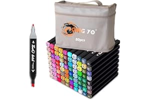 Qing Yo Marcatore 80 colori, pantoni, pennarelli doppia punta, pantoni pennarelli set pennarelli professionali Pennarello Set di Pennarello, Pennarelli per disegno