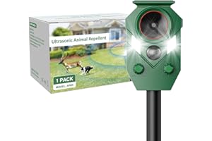 Joomouney Cat Repellent for Gardens UK, Ultrasonic Solar Cat Deterrent Cat Scarer Fox Deterrent with PIR Sensor&Flash Light 5 Modes USB Charging, IP65 Waterproof Animal Repellent for Cats,Dog,Fox,Bird