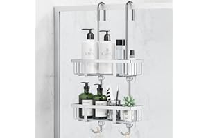 pickpiff Shower Caddy Hanging-2 Tier Shower Storage Over Door Rack Holders, Silver