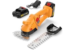 SundpeyPRO Akku Heckenschere & Grasschere 21V - 1300U/min Elektrische Heckenschere mit Akku, 2-in-1 Strauchschere 90° Verstellbarer Kopf für Garten & Rasen, Inklusive Grasschneideblatt & Strauchmesser
