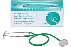 Flachkopf Stethoskop in Grün | nickelfreie Alu-Plastik-Kombination | ultraleicht & super Akustik | flexibler Y-Schlauch mit Brusstück | Ideal für Ärzte, Pflegepersonal & Privatgebrauch