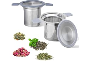 STARWARD 2 Pièces Infuseur Thé en Acier Inoxydable, Filtre Thé avec Deux Poignées en Silicone et Couvercle, Réutilisable, pour Tasses, Bols, Théières