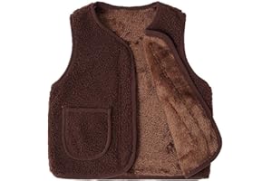 WYONGTAO Weste Jungen Mädchen Winter Warme Fleece Jacke Solide Leichte Weste Tops Gilet Teddy Mantel Baby Mädchen Flauschige Fuzzy Sherpa Outwear mit Tasche